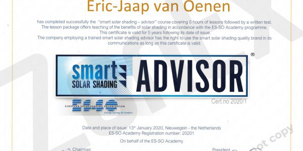 smart advisor solar certificaat